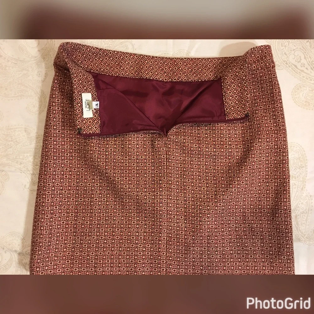 Ann Taylor LOFT Vintage 70’s Skirt Pencil Straight Wool Front Pockets Y2K